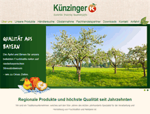 Tablet Screenshot of kuenzinger-fruchtsaefte.de